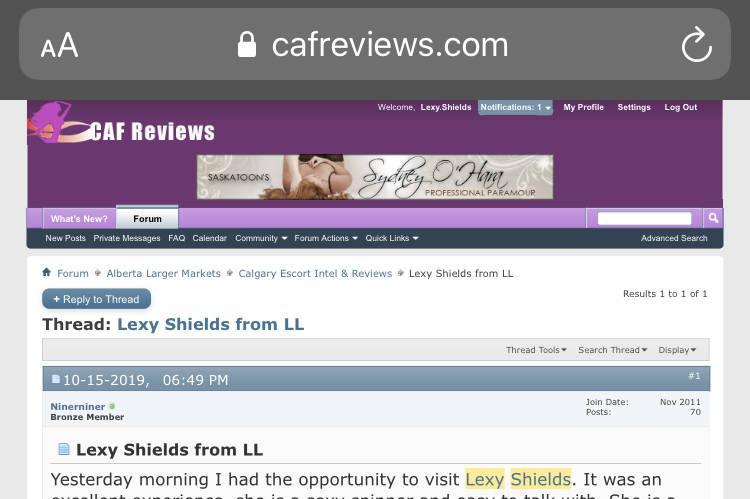 Calgary/YYC— LEXY SHIELDS— VIP— REVIEWED Calgary/YYC— LEXY SHIELDS— VIP— REVIEWED