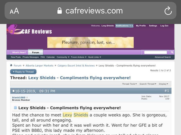 Calgary/YYC— LEXY SHIELDS— VIP— REVIEWED Calgary/YYC— LEXY SHIELDS— VIP— REVIEWED